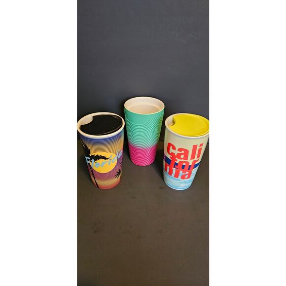 Starbucks Ceramic Coffee Travel Mugs With Lid Set 3 - Picture 3 of 4